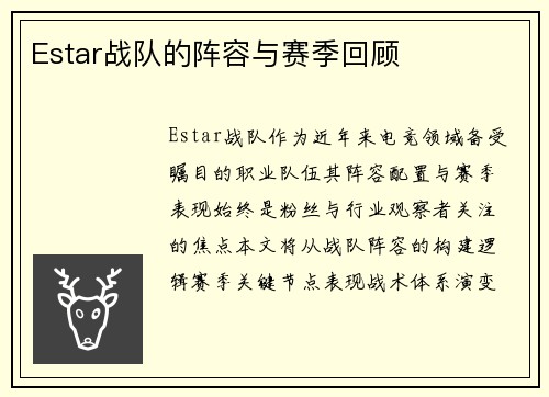 Estar战队的阵容与赛季回顾